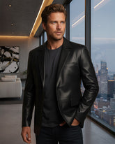 Parma – Classic Black Leather Suit Jacket for Men